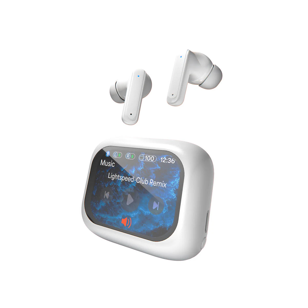 Wireless Noise-Cancelling Earbuds with Smart Display Case